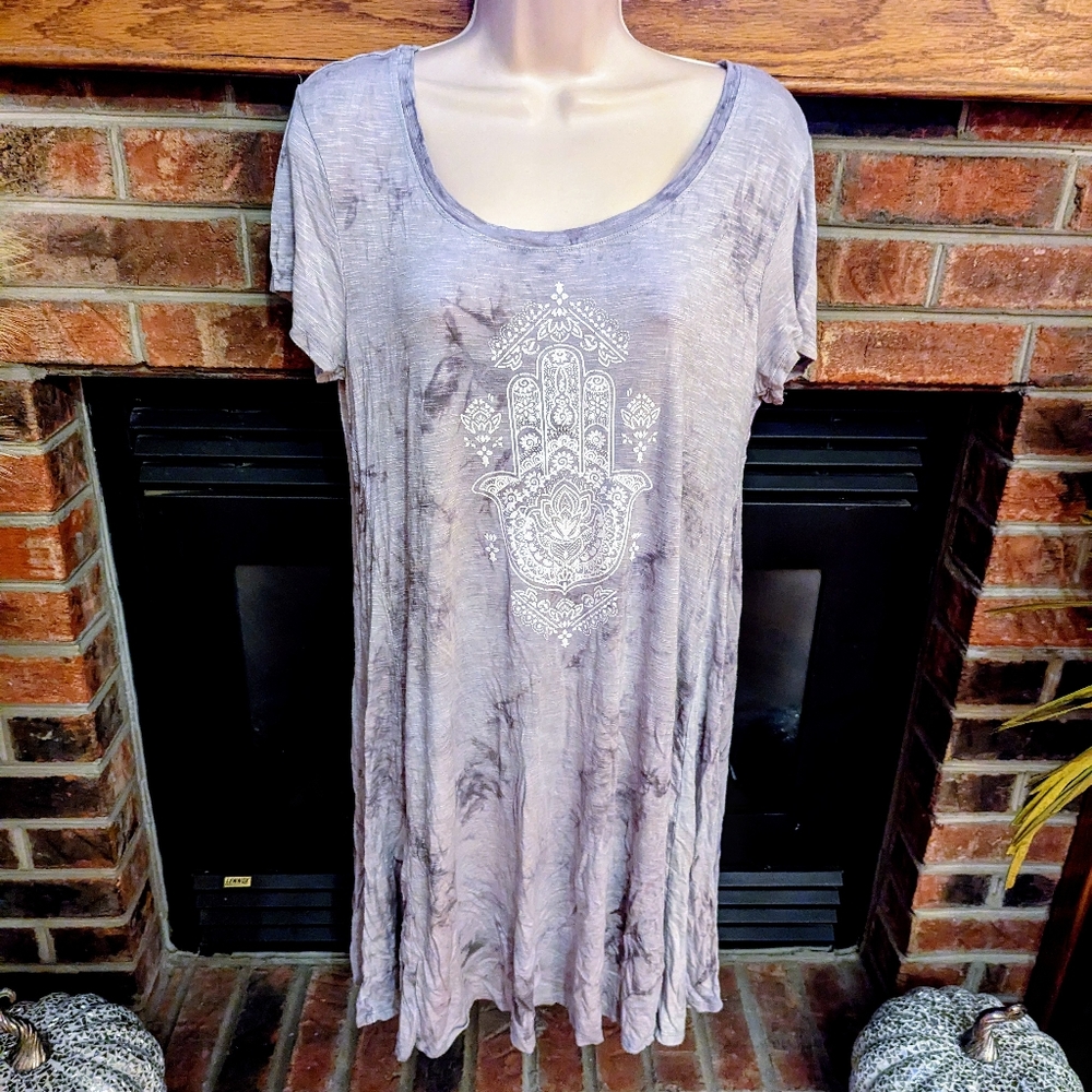 Style & Co brand gray tie-dye hand of Fatima super comfy nightgown size medium